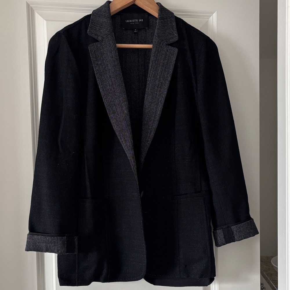 Lafayette 148 New York Women's Black and Gray Blazer